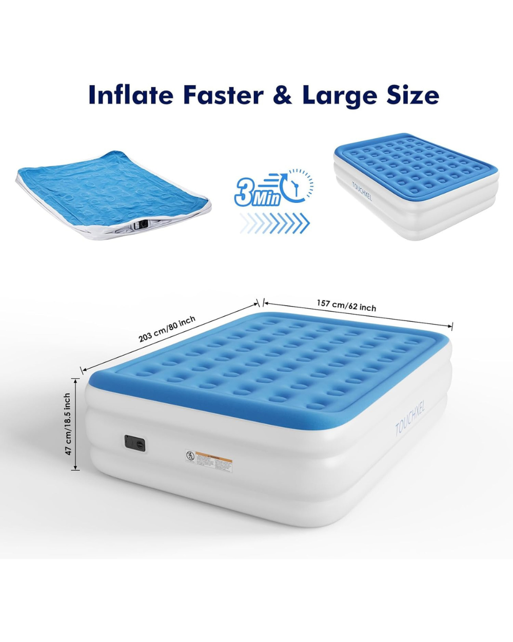 Touchxel Air Bed Inflatable King Mattress Built-in Pump