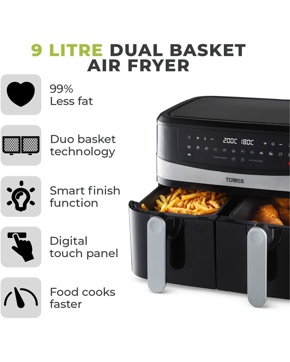Tower Vortx 9L Dual Basket Air Fryer T17088