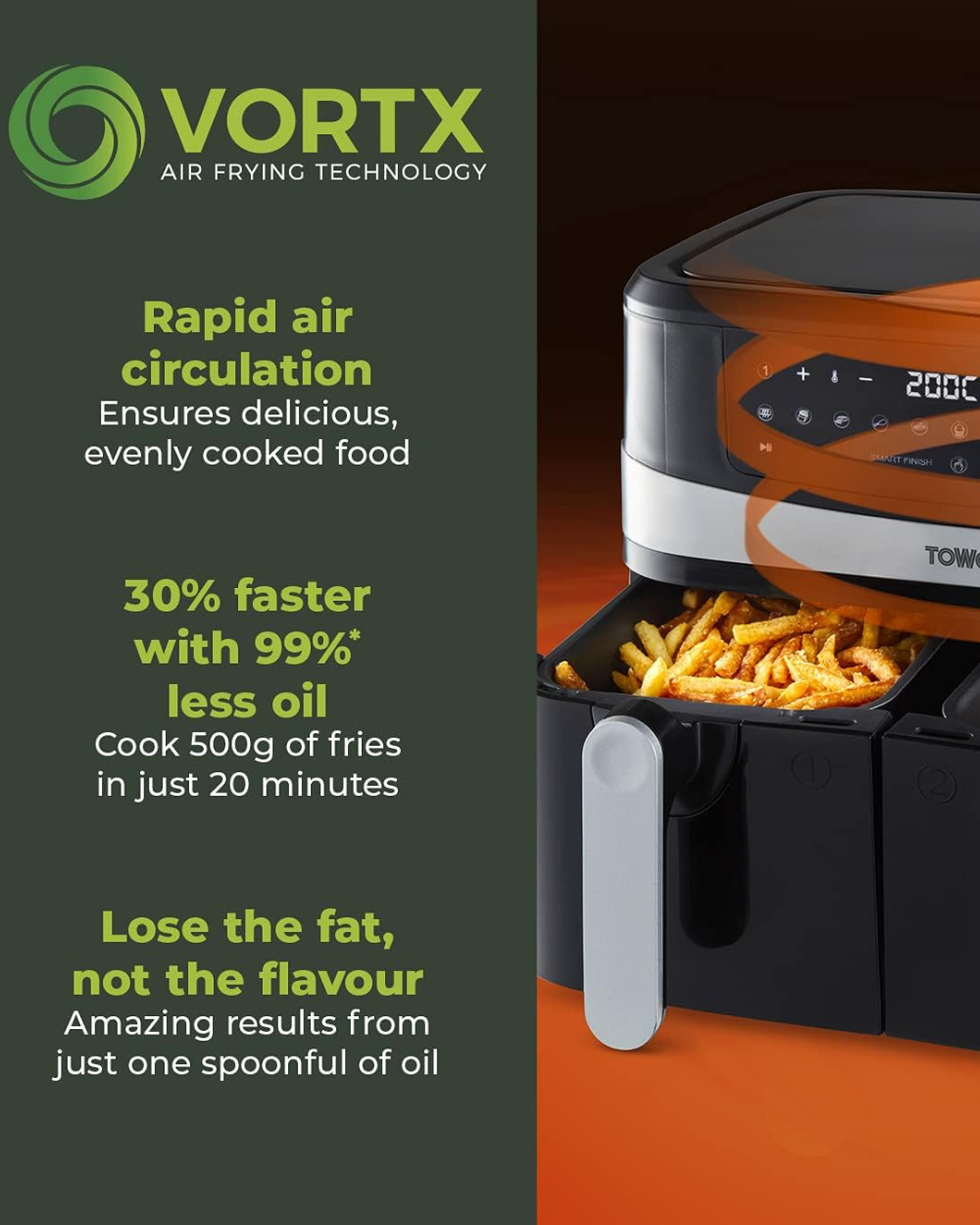 Tower Vortx 9L Dual Basket Air Fryer T17088
