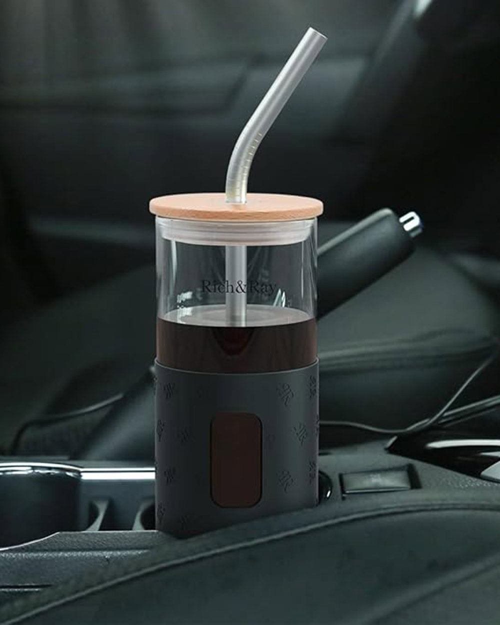 Rich & Ray 2 Reusable Glass Tumbler with Straw and Lid