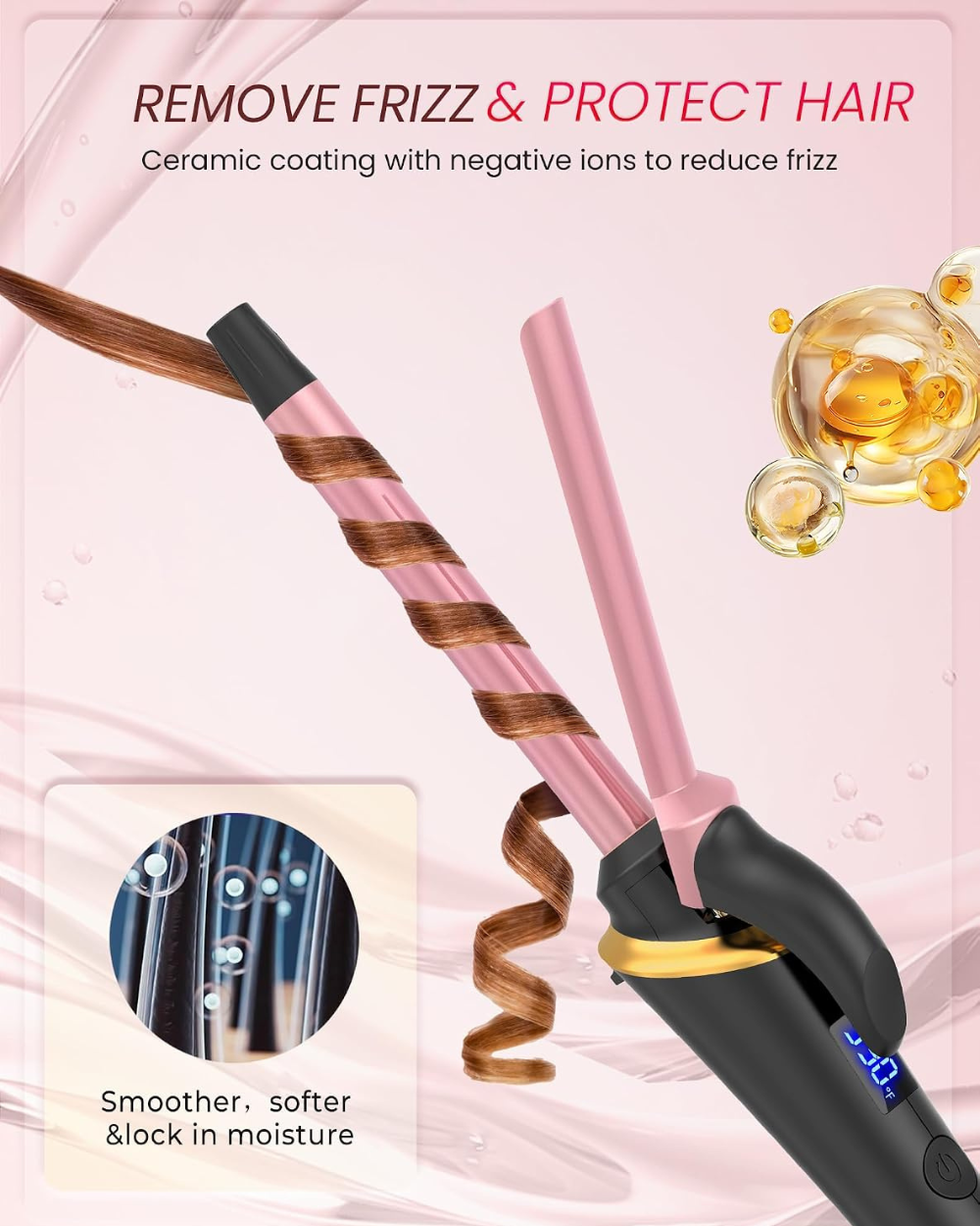 UKLISS Mini Travel Curling Tongs Black Pink