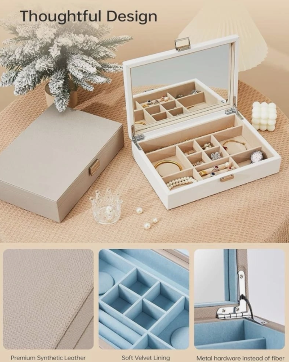 Vee Jewellery Box Organiser Grey