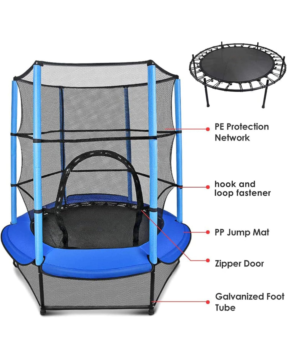 Veluoess 55 inch Trampoline For Children Pink