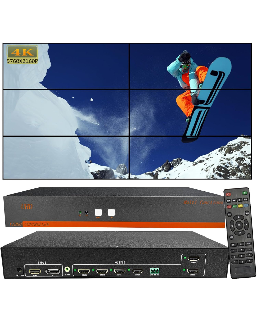 6-Channel 4k Video Wall Controller Point-to-Point Splicing
