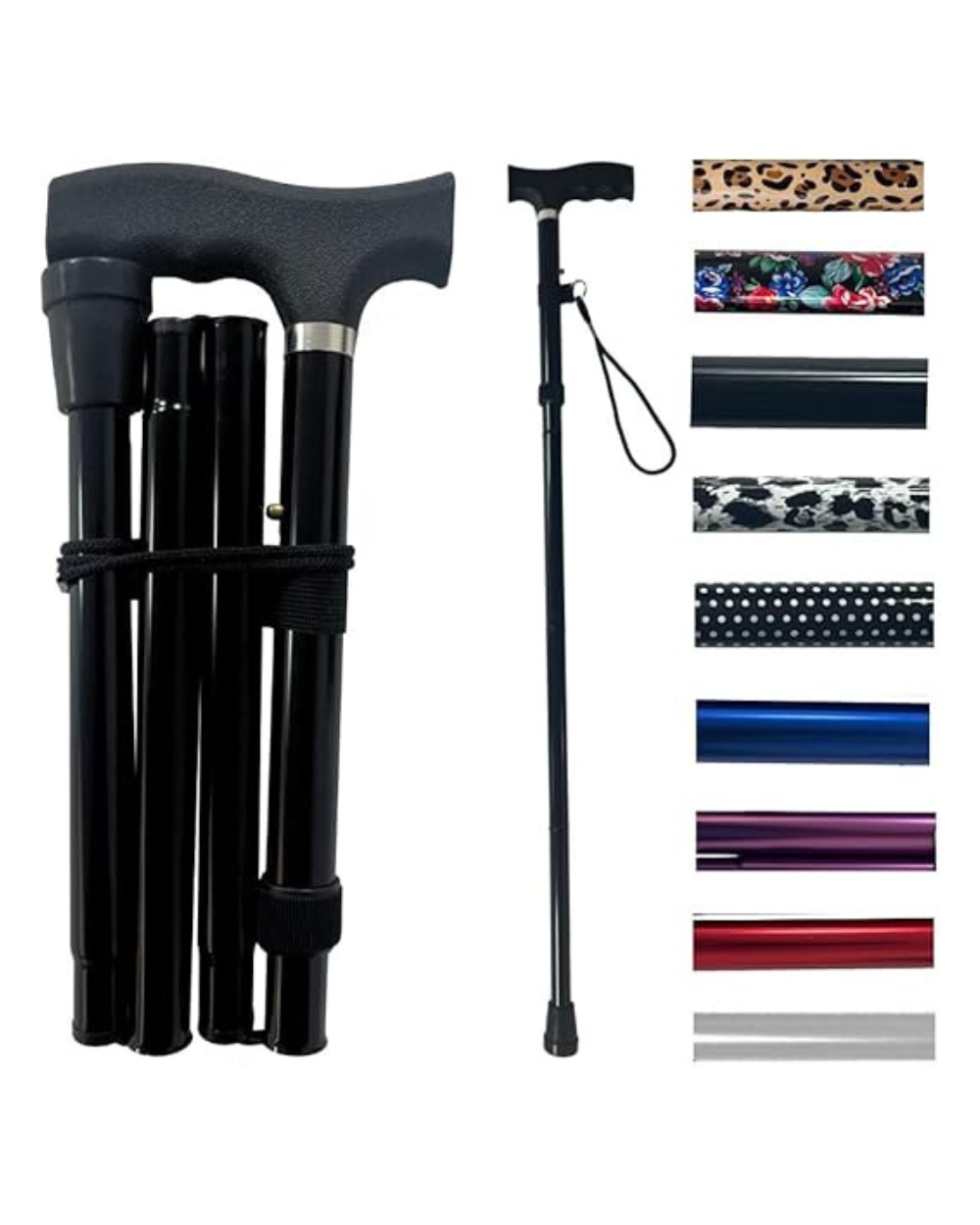 Folding Walking Stick Aid Assorted Colours