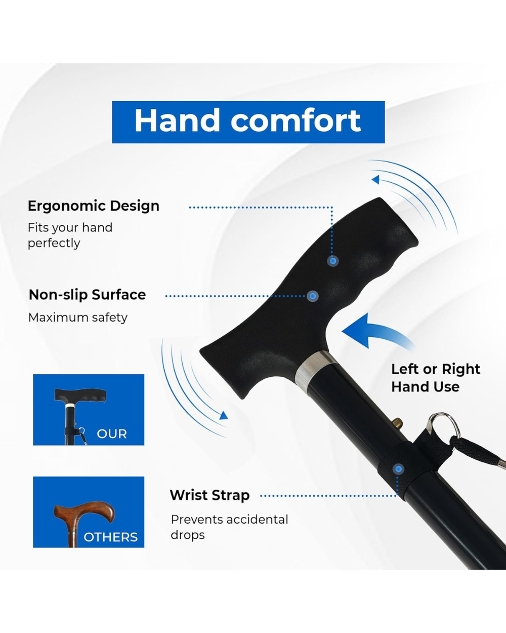 Folding Walking Stick Aid Assorted Colours