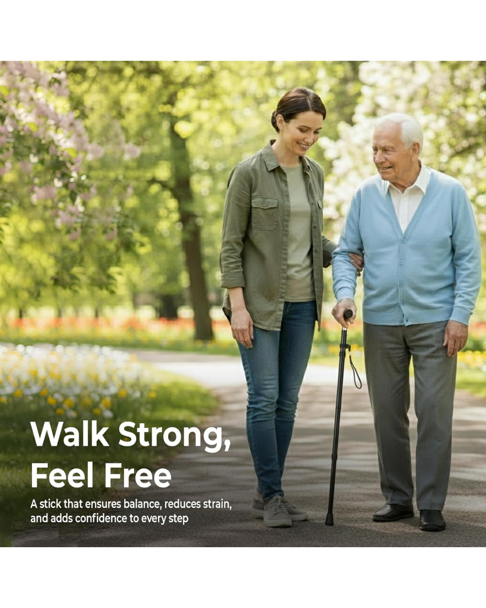 Folding Walking Stick Aid Assorted Colours