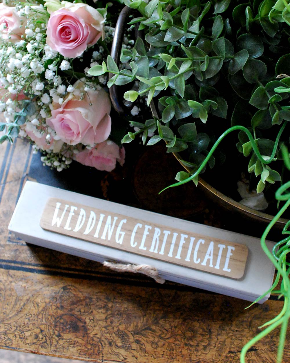Wedding Certificate Holder Wooden, Grey